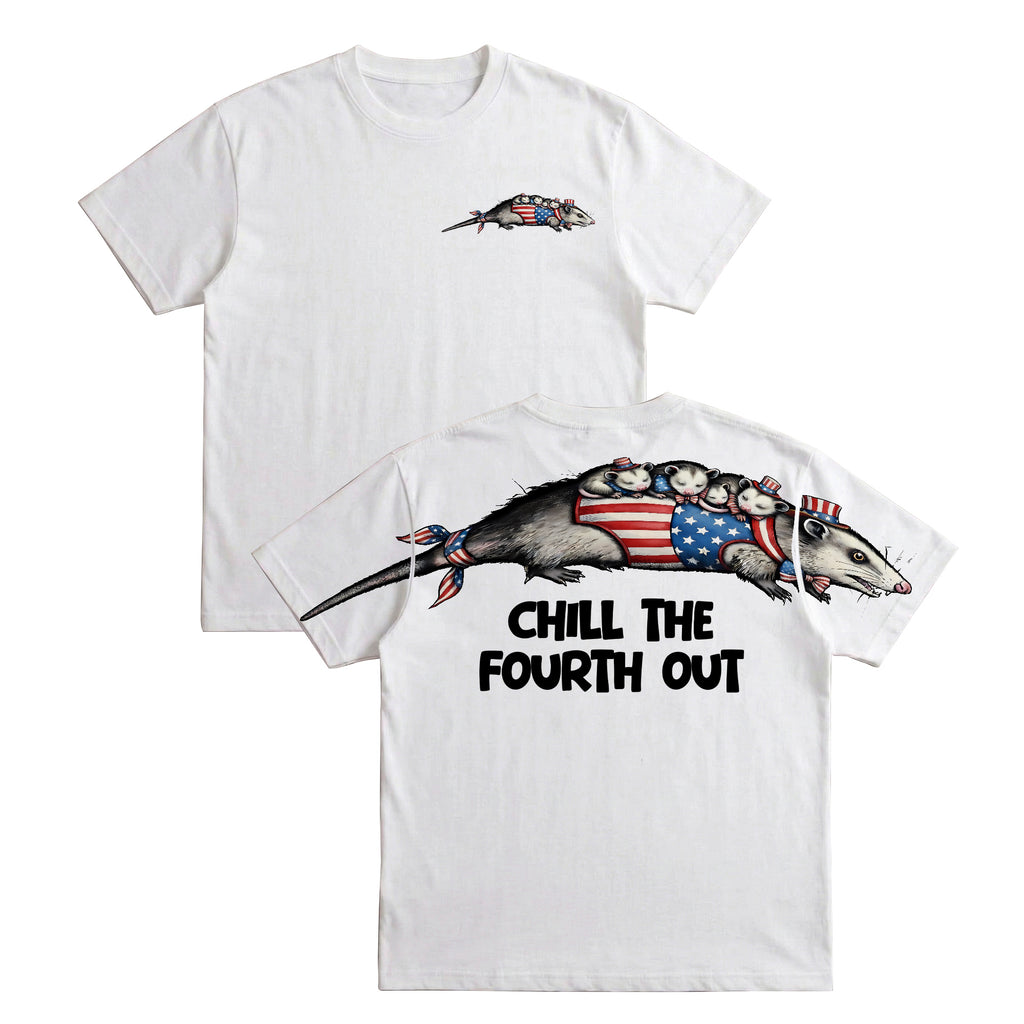 Funny USA Opossum Chill The Fourth Out 4th of July America 250th Apparel T-Shirt-Sweatshirt-Hoodie