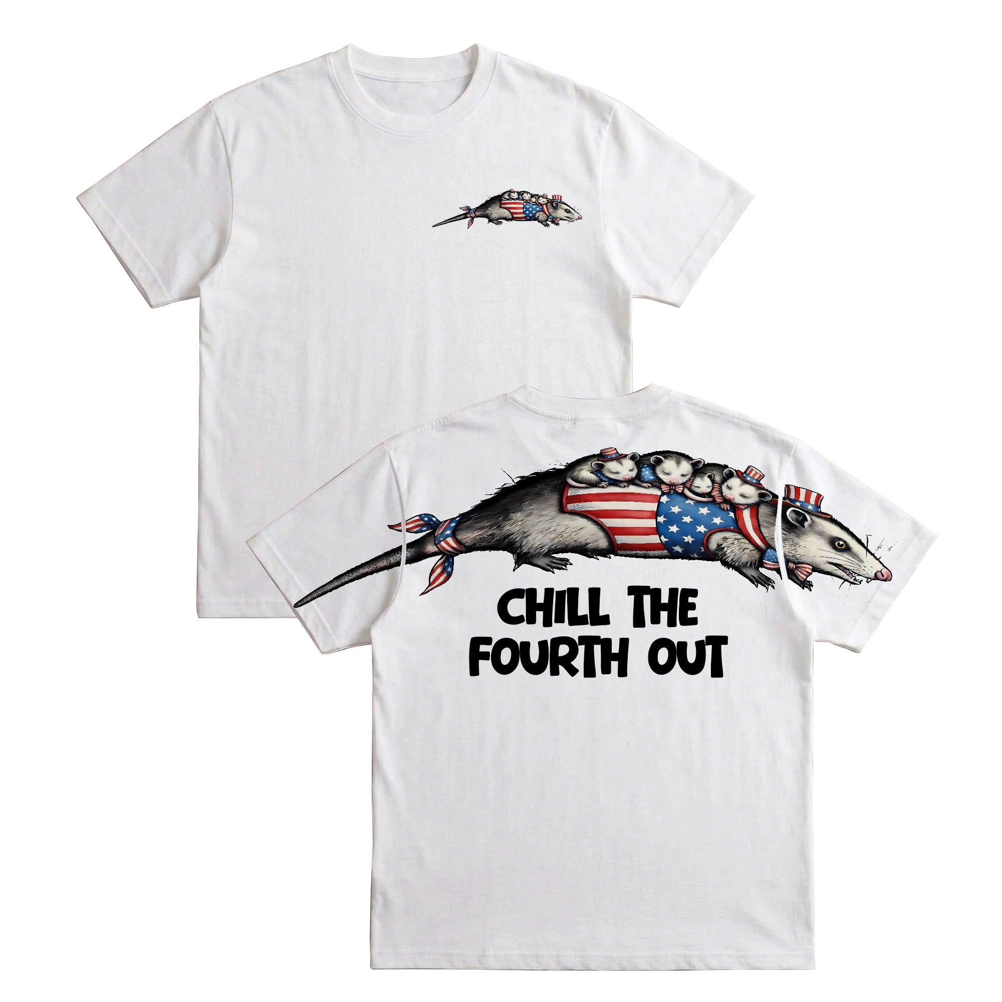 Funny USA Opossum Chill The Fourth Out 4th of July America 250th Apparel T-Shirt-Sweatshirt-Hoodie