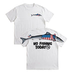 Funny USA Shark No Fishing Today 4th of July America 250th Apparel T-Shirt-Sweatshirt-Hoodie