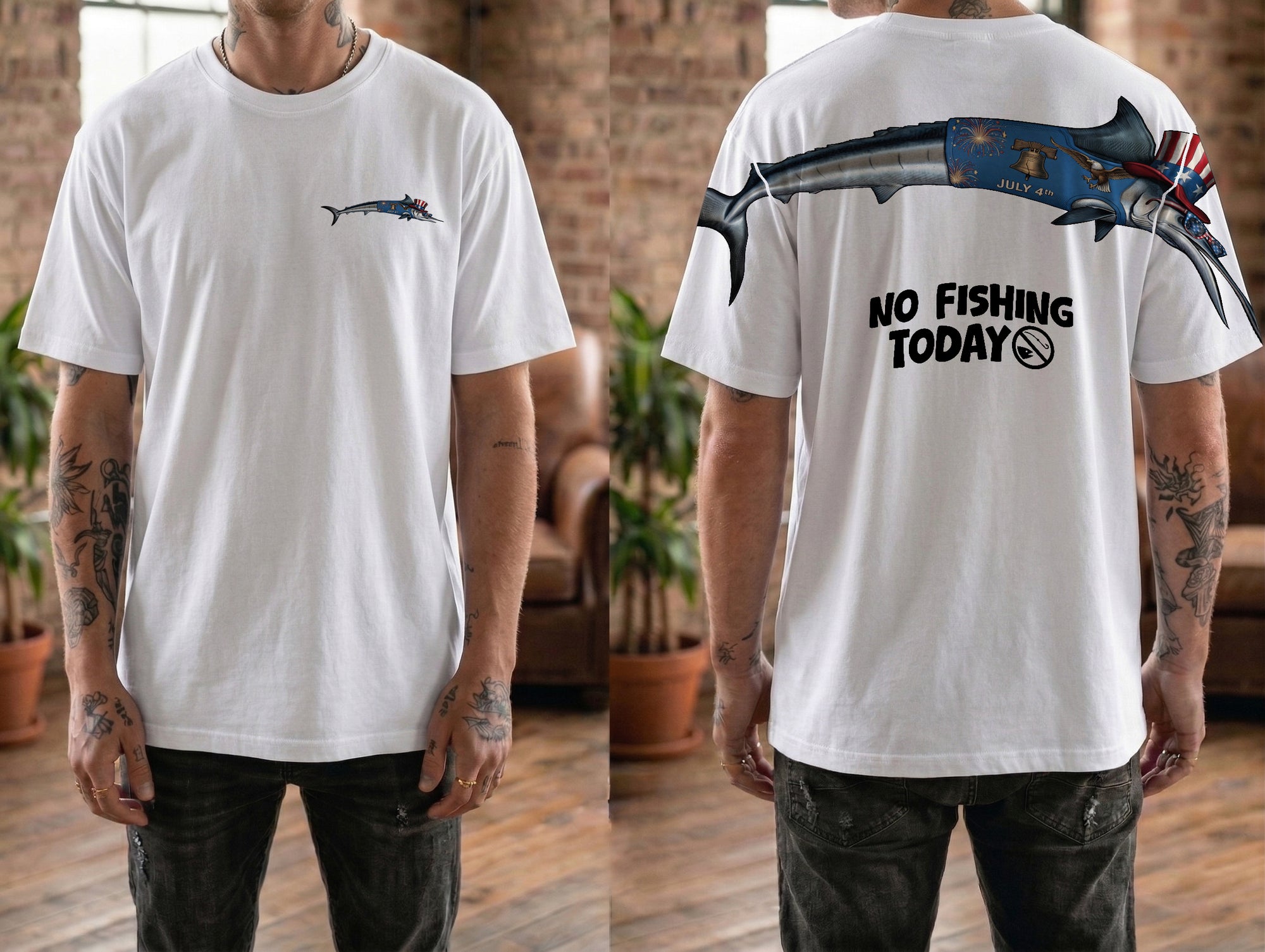 Patriotic No Fishing Today 4th of July America 250th Apparel T-Shirt-Sweatshirt-Hoodie
