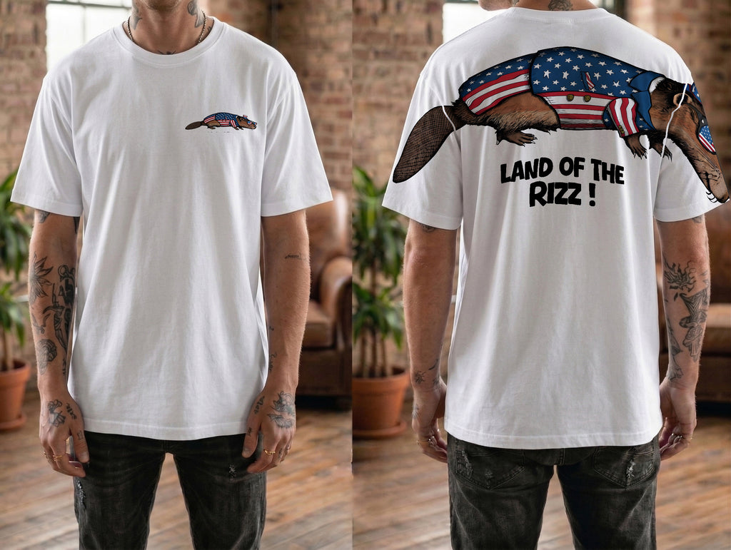 Funny USA Beaver Land Of The Rizz 4th of July America 250th Apparel T-Shirt-Sweatshirt-Hoodie