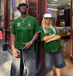Favela Night Brazil soccer jersey number 10 with Virgen de Aparecida design on front and back by Dripvity