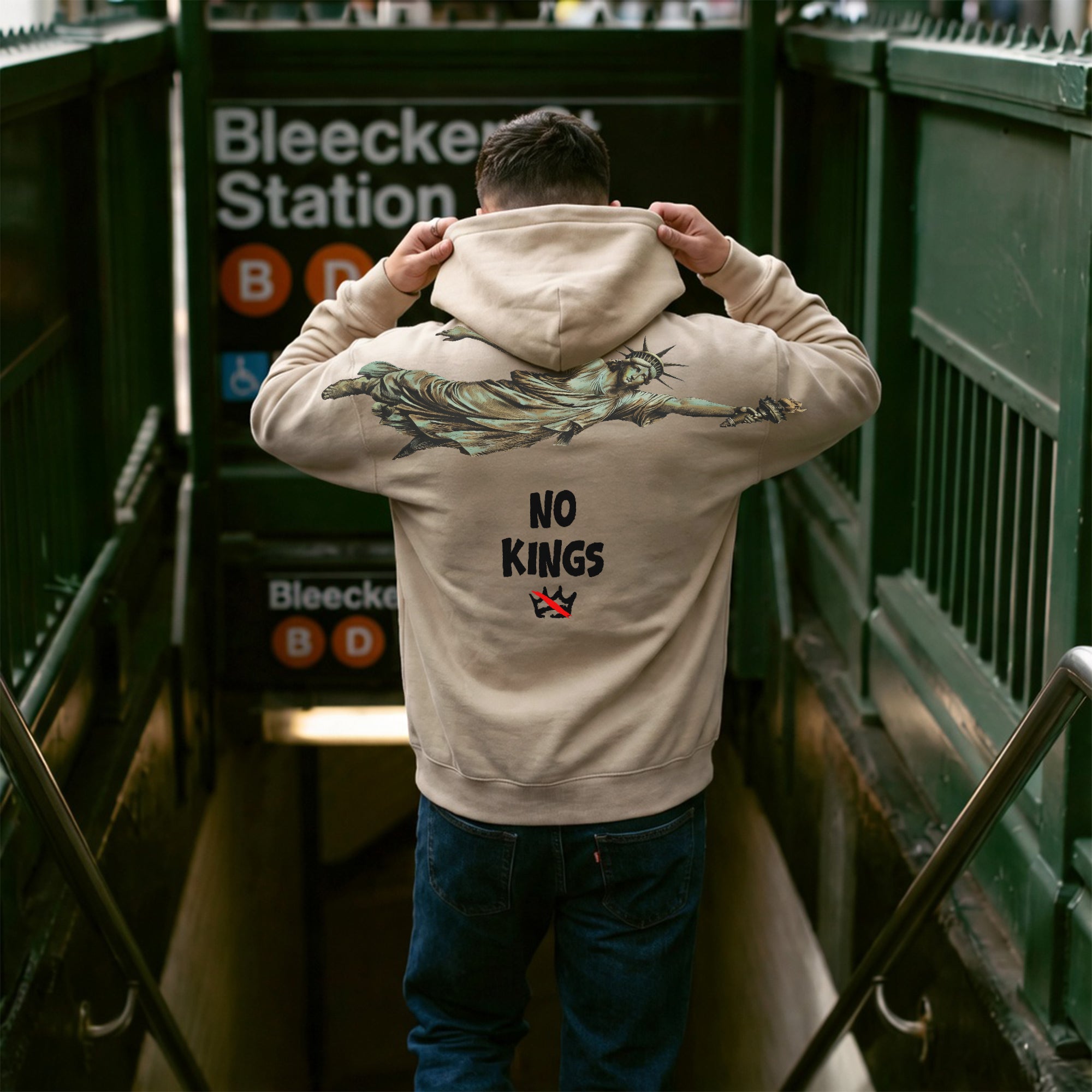 No Kings Shirt Flying Statue of Liberty Graphic Tee By Dripvity