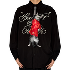 Basic Pet Tie – Festive New Year Cat Wearing Red Qipao, Silk Novelty Tie, Holiday Gift