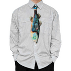 Basic Pet Tie – Blue Fish Silk Tie, Novelty Animal Tie, Unique Graphic Pattern