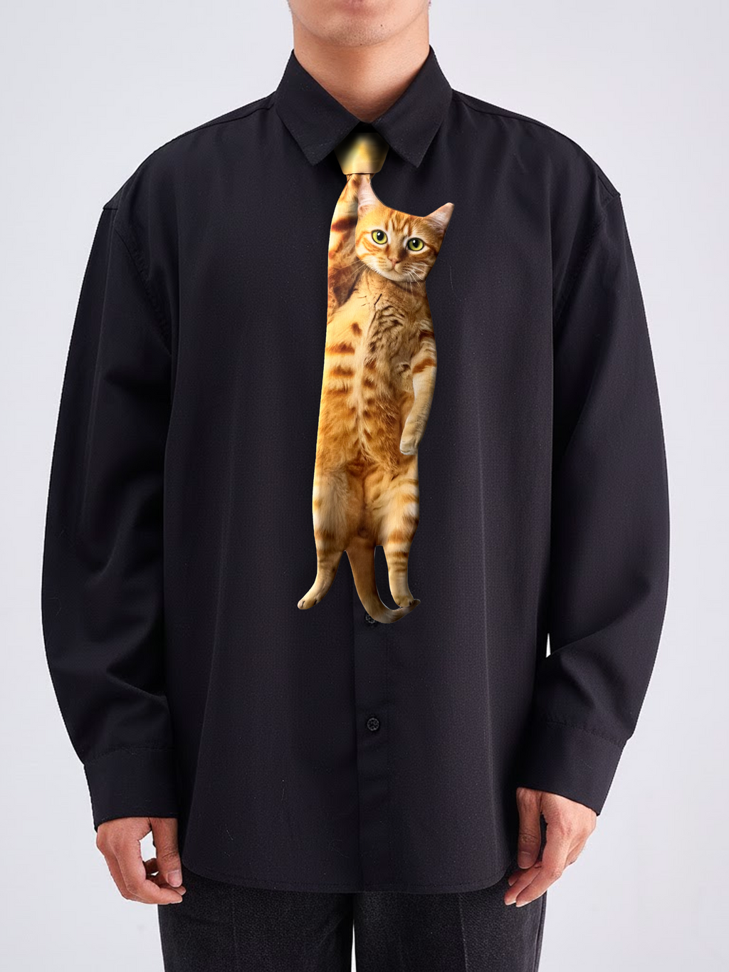 Basic Pet Tie – Naughty Cat Graphic Tie, Funny Tie, Novelty Tie