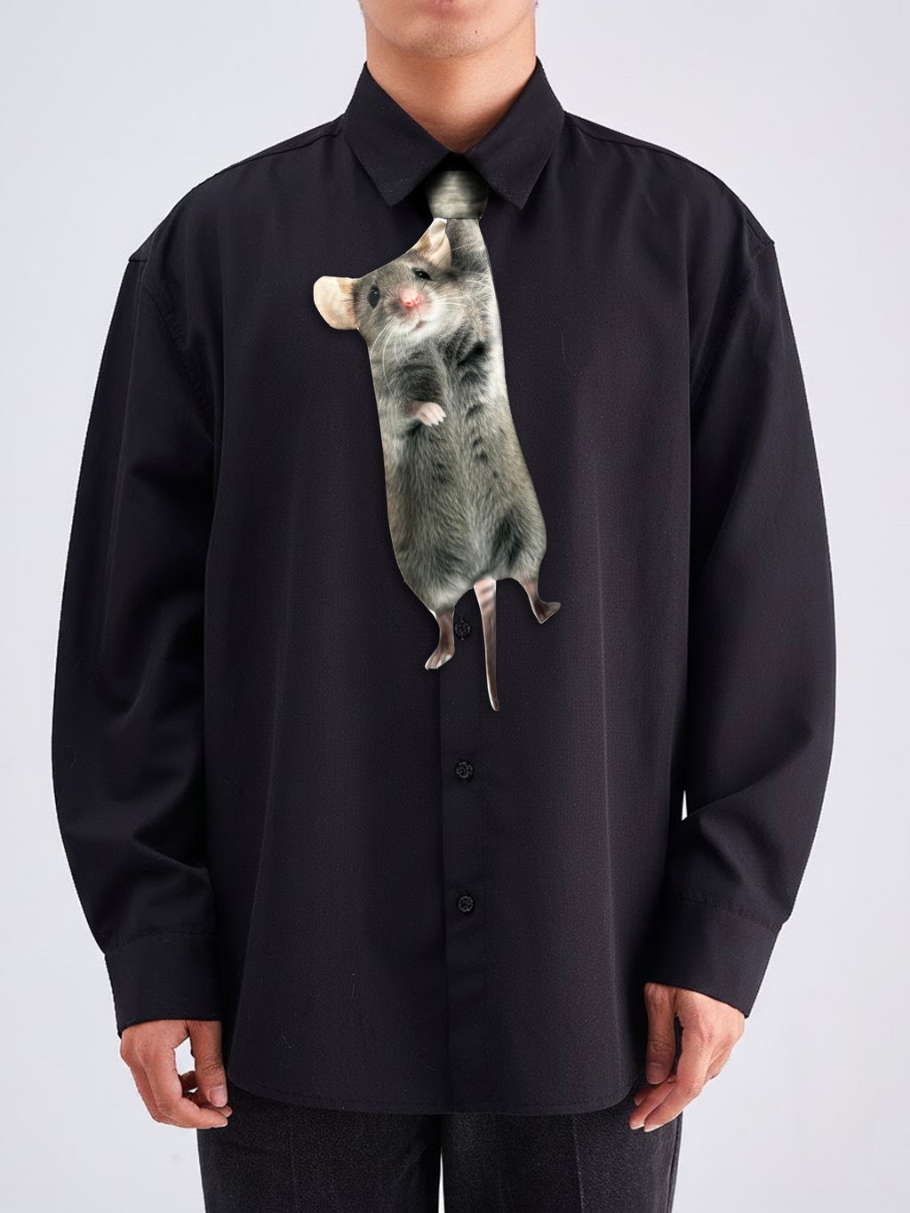 Basic Pet Tie – Long-Tailed Hamster Silk Tie, Cute Pet Design Tie, Novelty Tie, Silk Tie, Pet Tie.