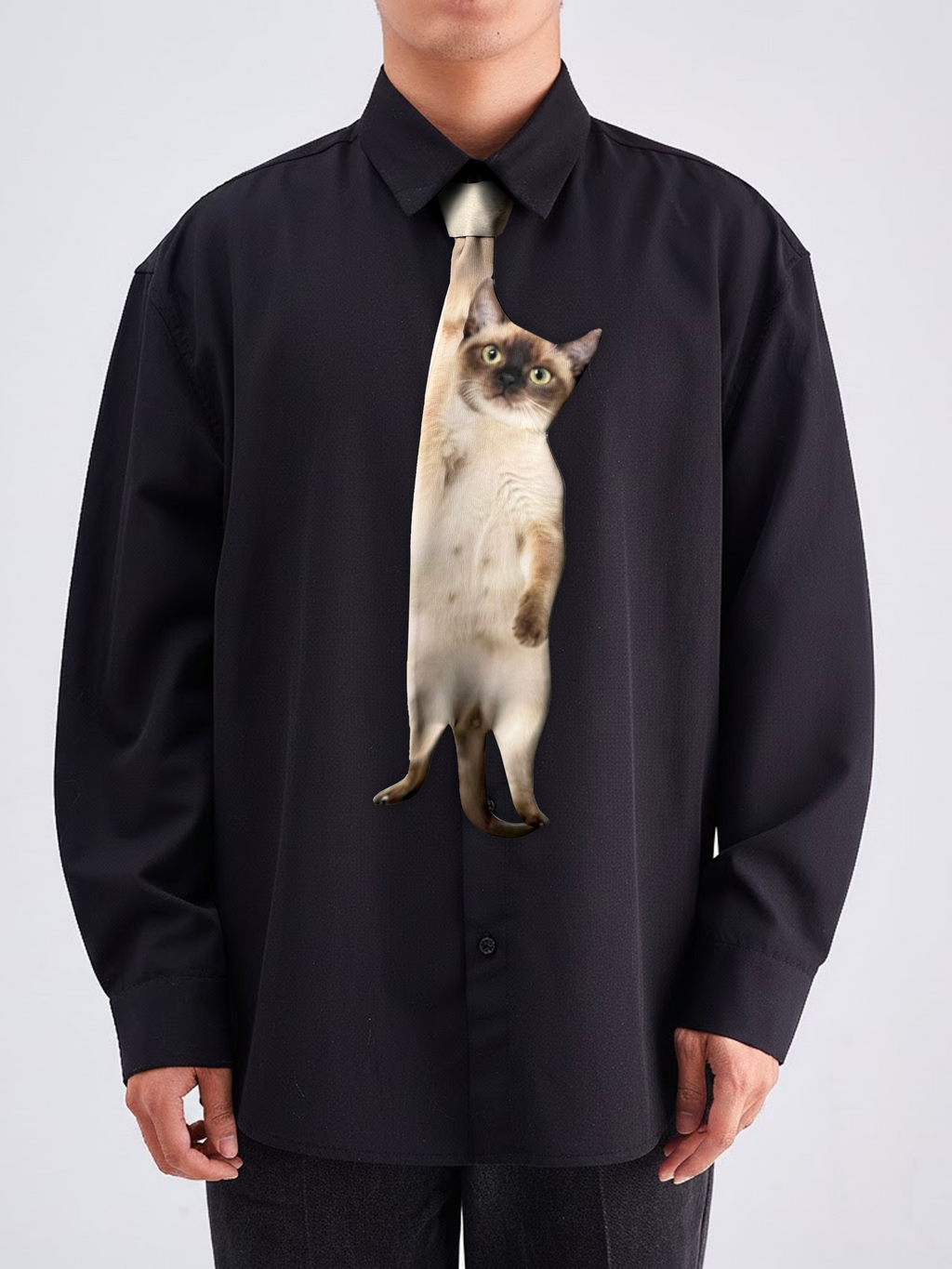 Basic Pet Tie – Cat Sami Silk Tie, Cute Pet Animal Design, Cute Pet Design Tie, Novelty Tie, Silk Tie,  Pet Tie.