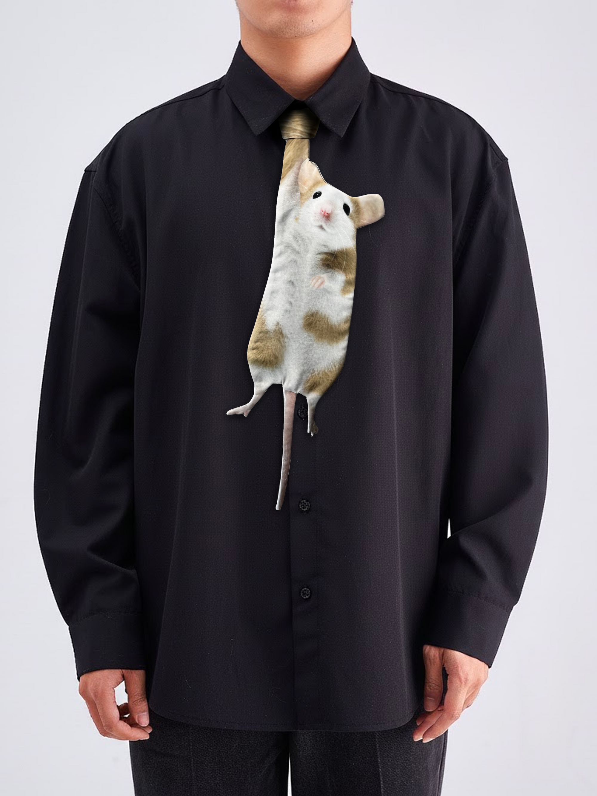 Basic Pet Tie – Tuxedo Long-Tailed Hamster Silk Tie, Cute Tie, Funny Tie