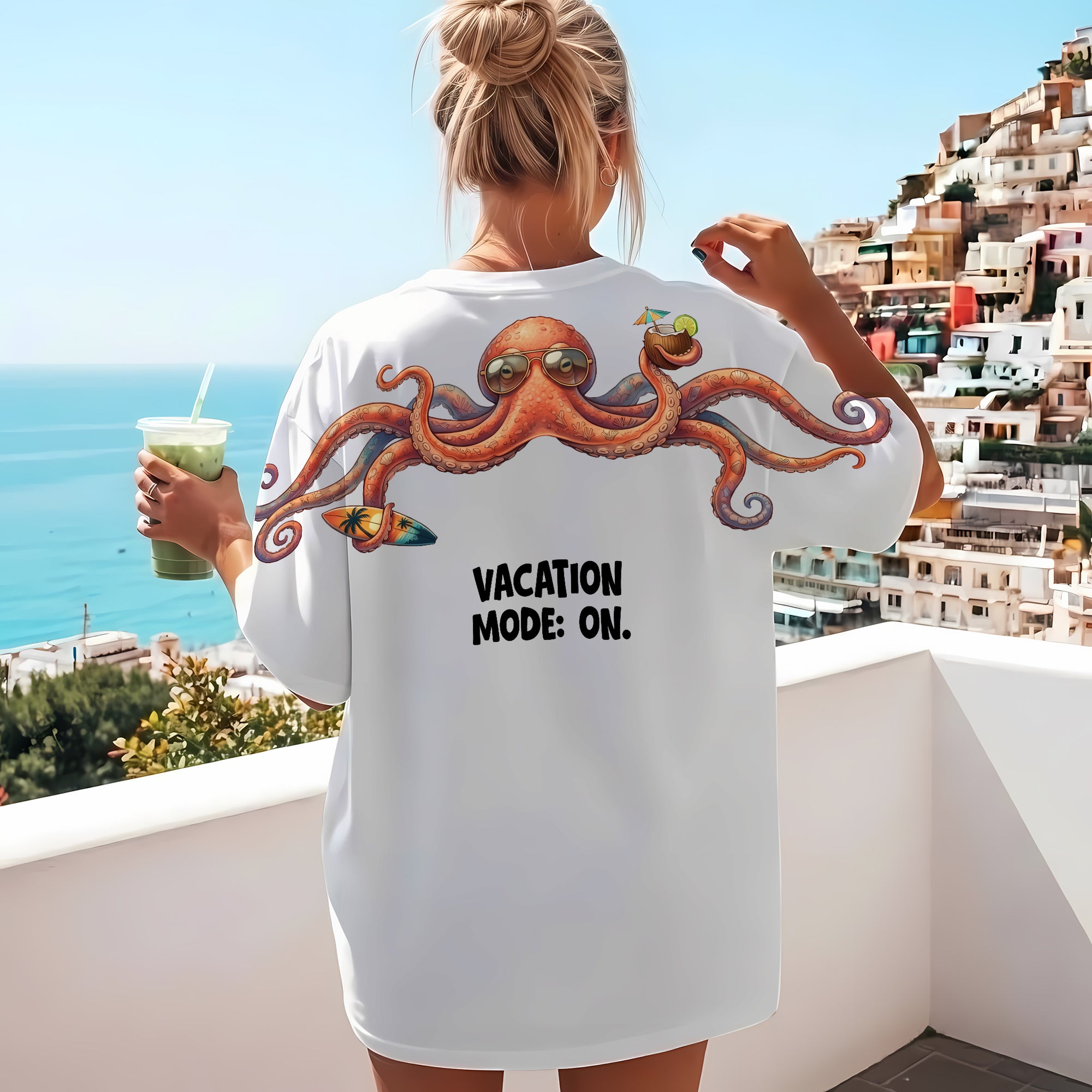 Vacation Mode On T-Shirt Funny Octopus Graphic Tee By Dripvity