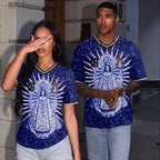 Midnight Navy Argentina soccer jersey number 10 with Virgen de Lujan design on front and back by Dripvity