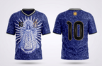 Midnight Navy Argentina soccer jersey number 10 with Virgen de Lujan design on front and back by Dripvity