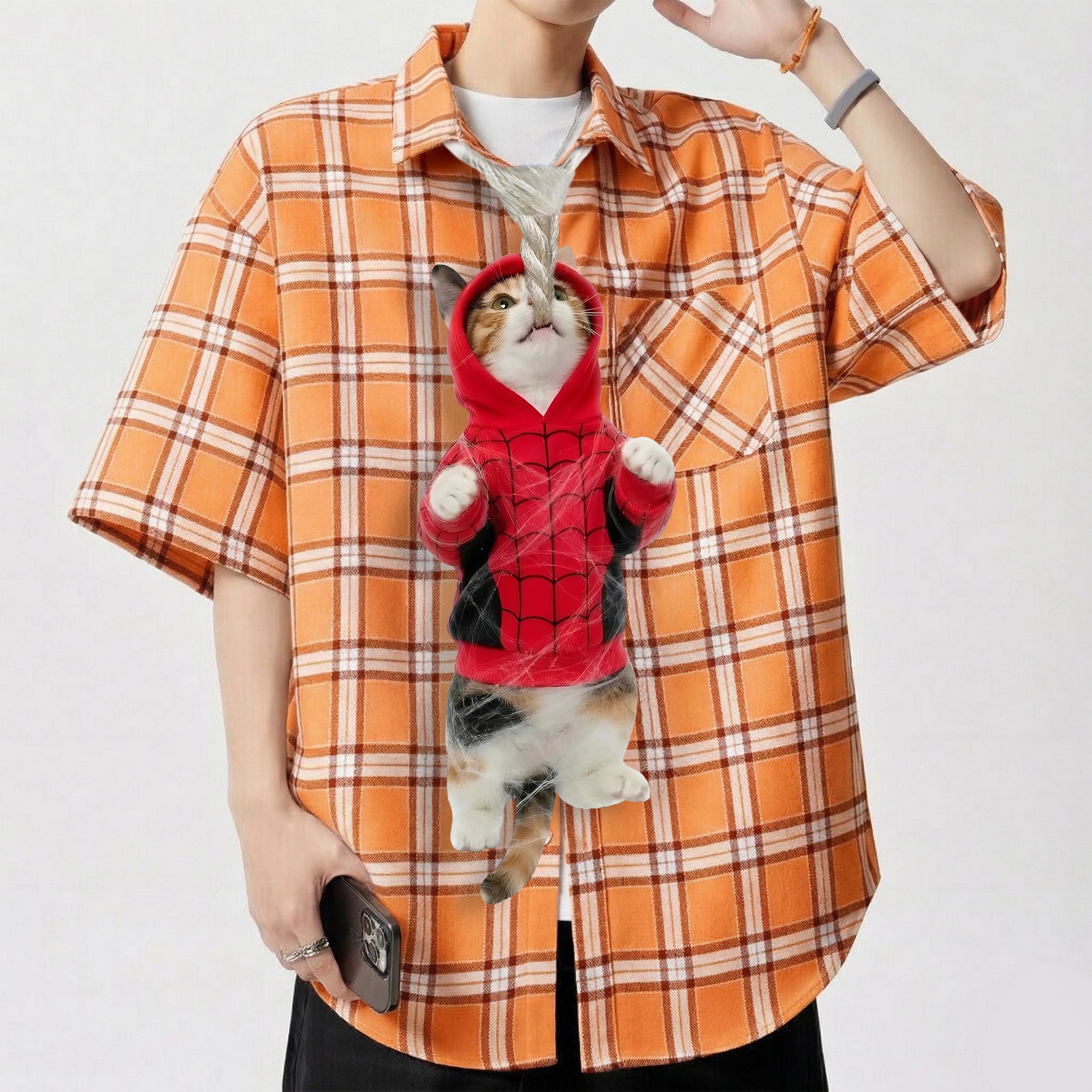 Dripvity Spider Cat Hero Tie, Unique Hero Parody Necktie