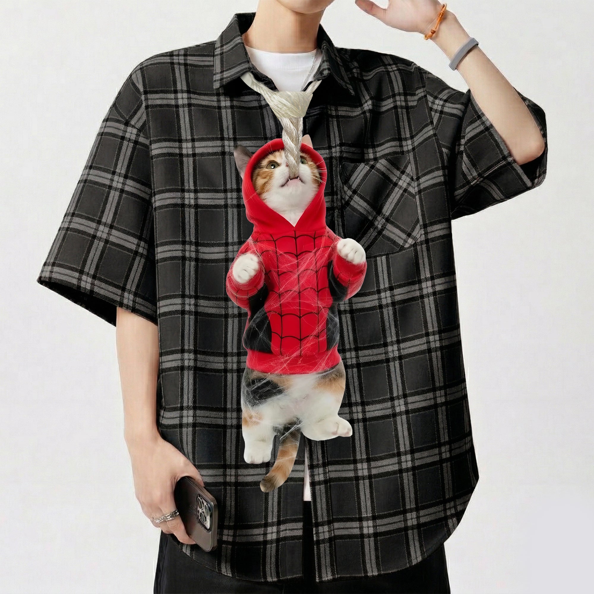 Dripvity Spider Cat Hero Tie, Unique Hero Parody Necktie