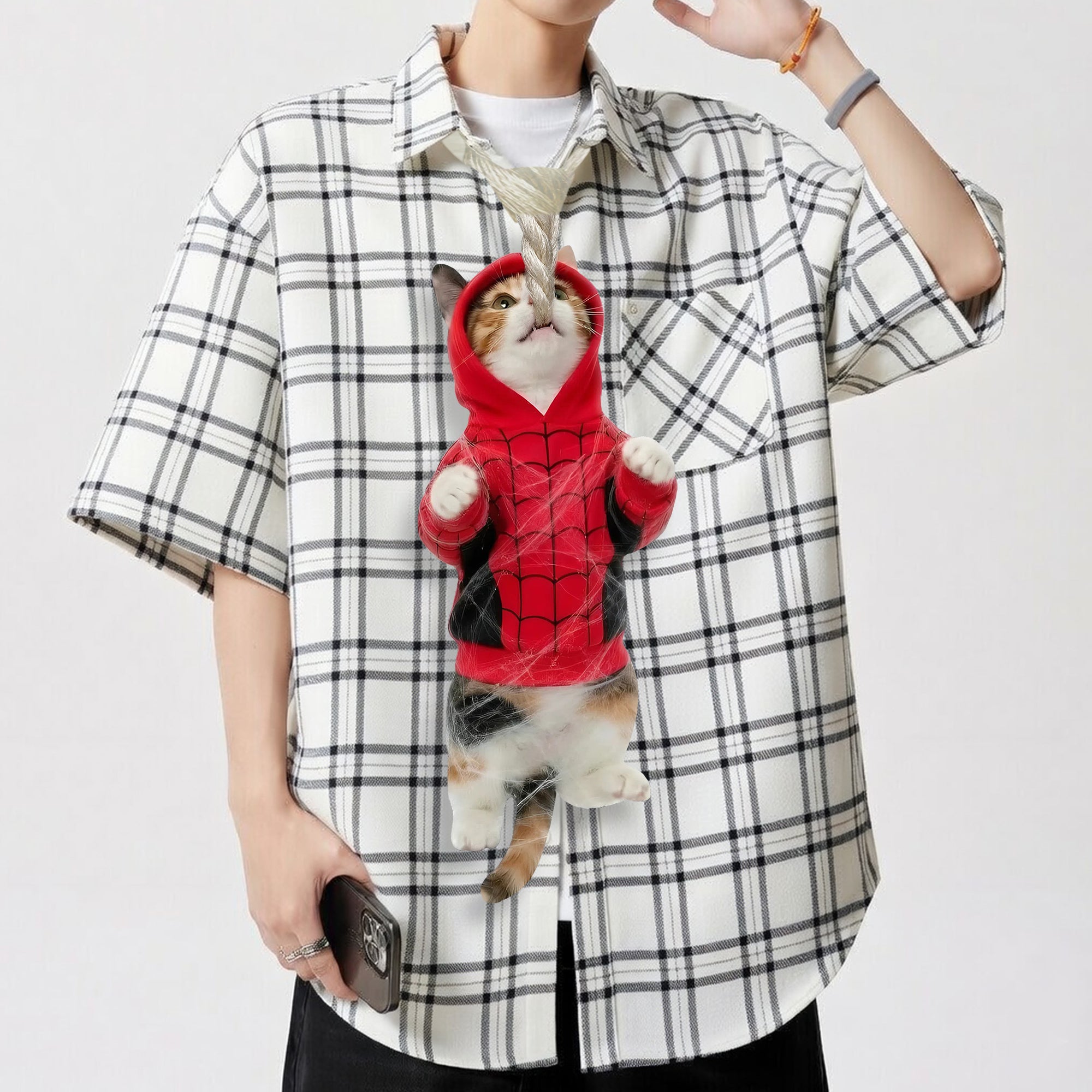 Dripvity Spider Cat Hero Tie, Unique Hero Parody Necktie