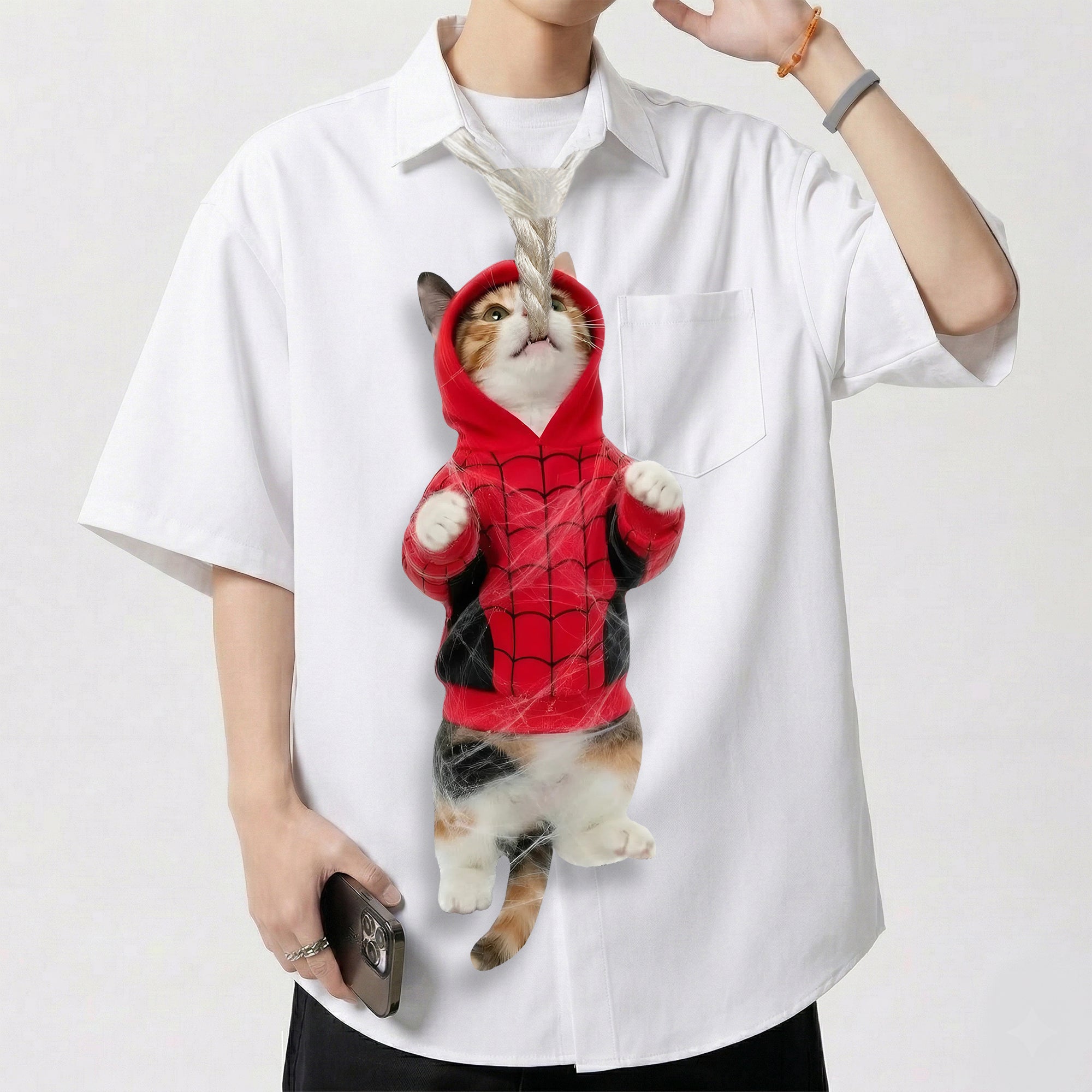 Dripvity Spider Cat Hero Tie, Unique Hero Parody Necktie