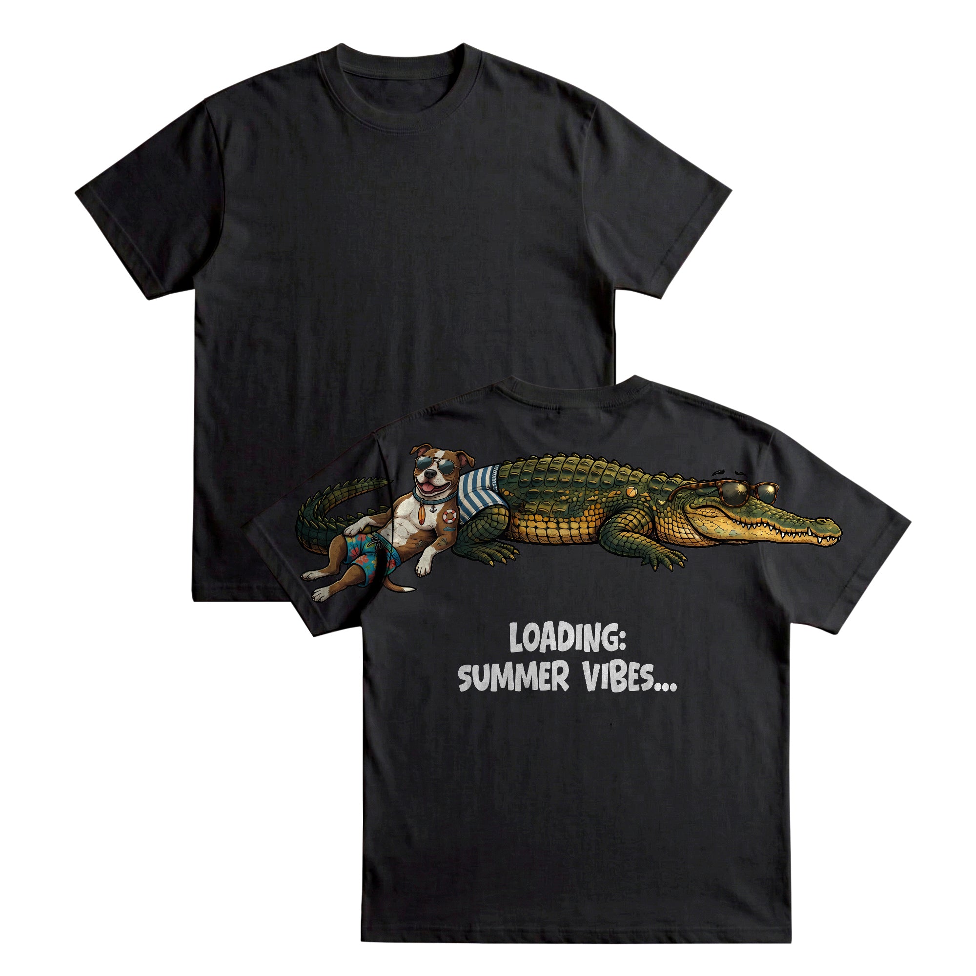 Summer Vibes T-Shirt - Funny Alligator Dog Beach Graphic Tee Dripvity