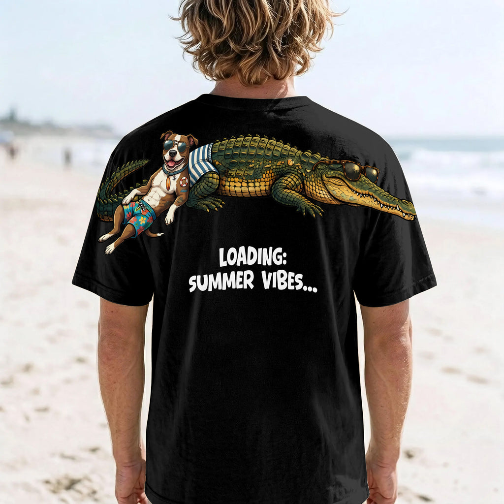Summer Vibes T-Shirt - Funny Alligator Dog Beach Graphic Tee Dripvity