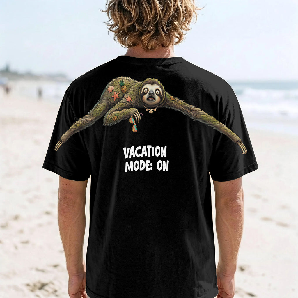 Vacation Mode On Funny Sloth Graphic Tee By Dripvity