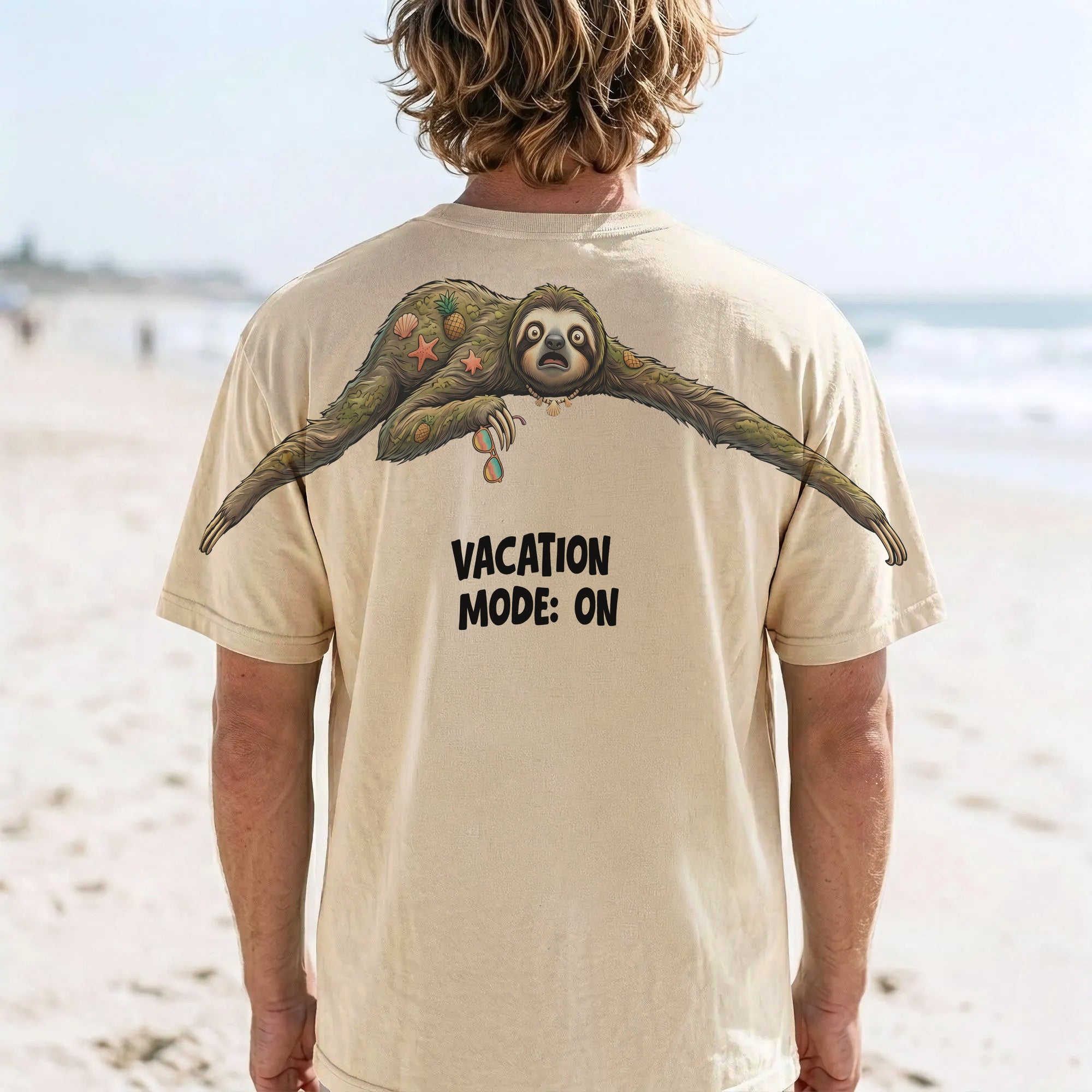Vacation Mode On Funny Sloth Graphic Tee By Dripvity