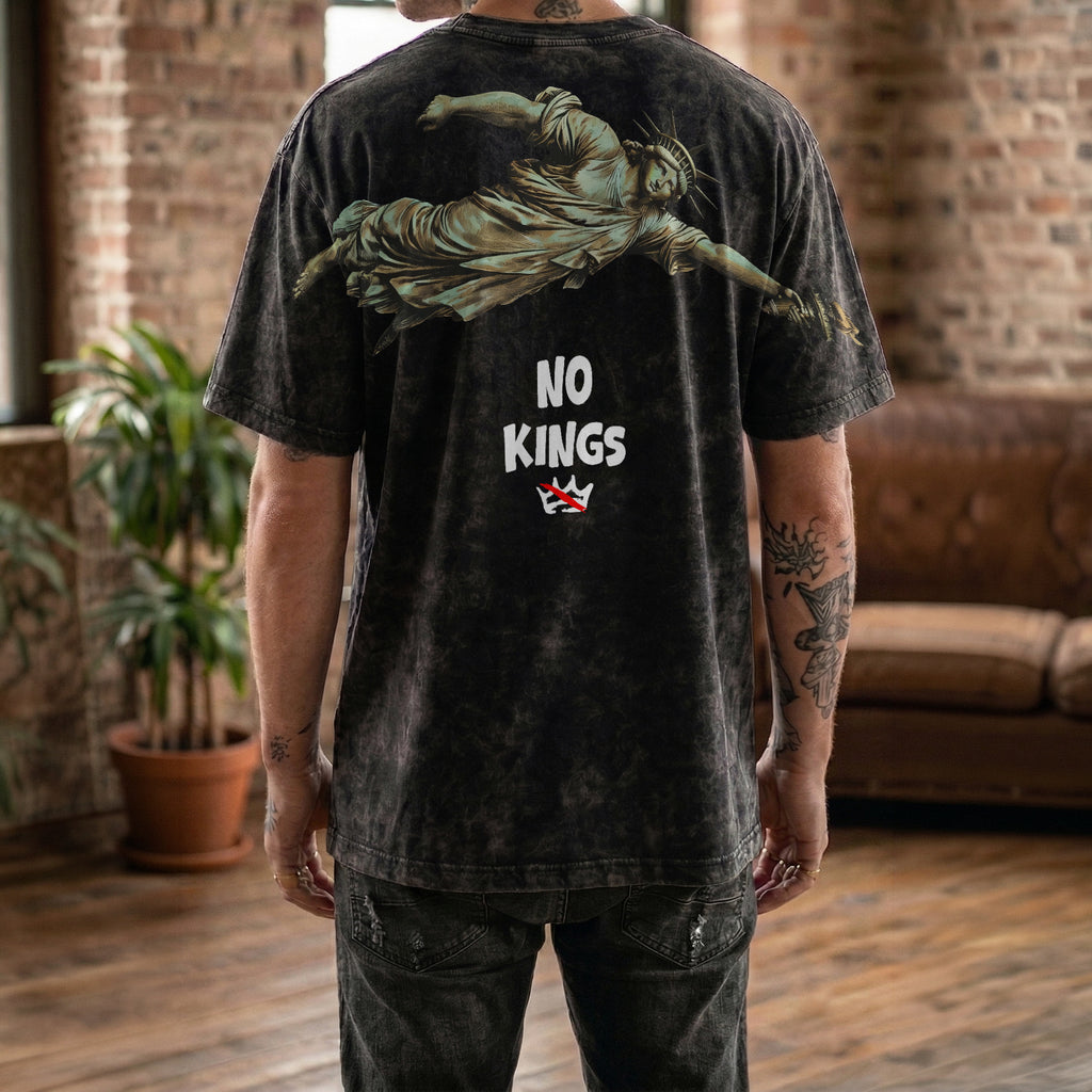 No Kings Shirt Flying Statue of Liberty Graphic Tee By Dripvity