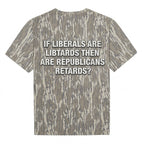 Funny Political Meme Camo T-Shirt - Liberals vs Republicans Adult Humor Graphic Tee
