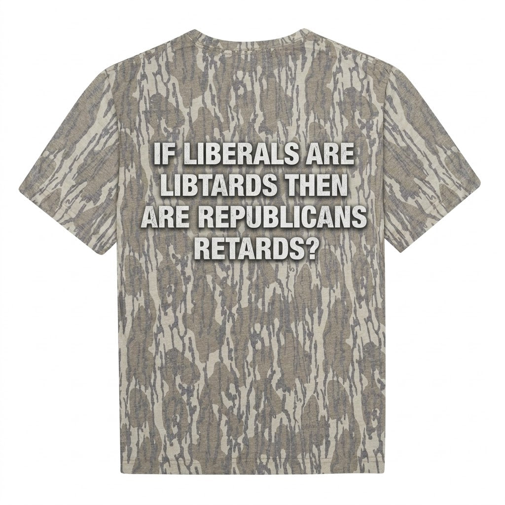 Funny Political Meme Camo T-Shirt - Liberals vs Republicans Adult Humor Graphic Tee