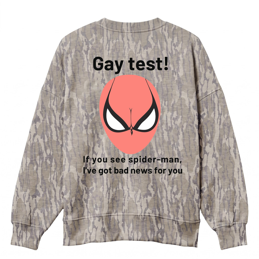 Funny Spider-Man Gay Test Camouflage Sweatshirt - Adult Humor Optical Illusion Pullover