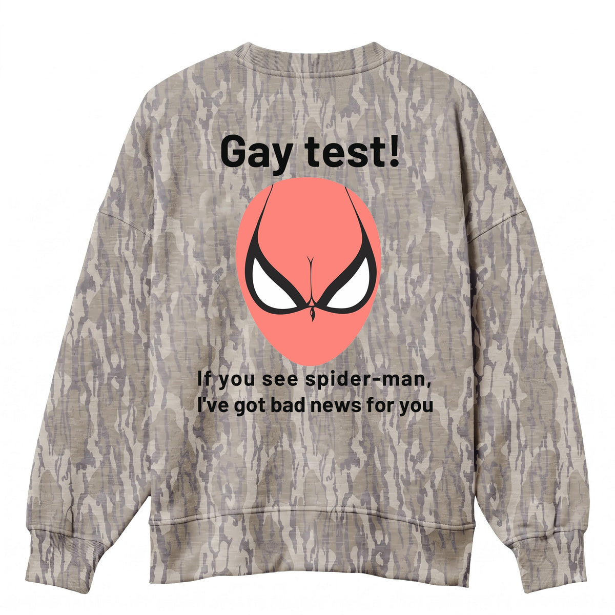 Funny Spider-Man Gay Test Camouflage Sweatshirt - Adult Humor Optical Illusion Pullover