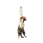 Novelty necktie featuring a creative illustration of a tuxedo cat cosplaying as Portgas D. Ace from One Piece, wearing his iconic orange cowboy hat and necklace, a fun and unique fashion accessory for anime fans
