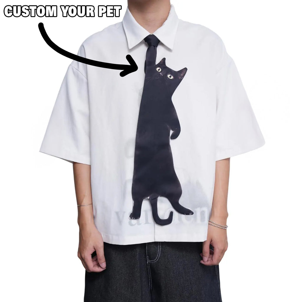 Custom Pet Christmas Tie - Custom Basic Cat, Silk Tie, Pet Tie.