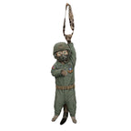 Novelty necktie featuring a tabby cat dressed in a U.S. Air Force pilot flight suit, complete with a flight helmet and oxygen mask