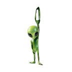 Novelty necktie featuring a unique green alien design, a fun and eye-catching fashion accessory.