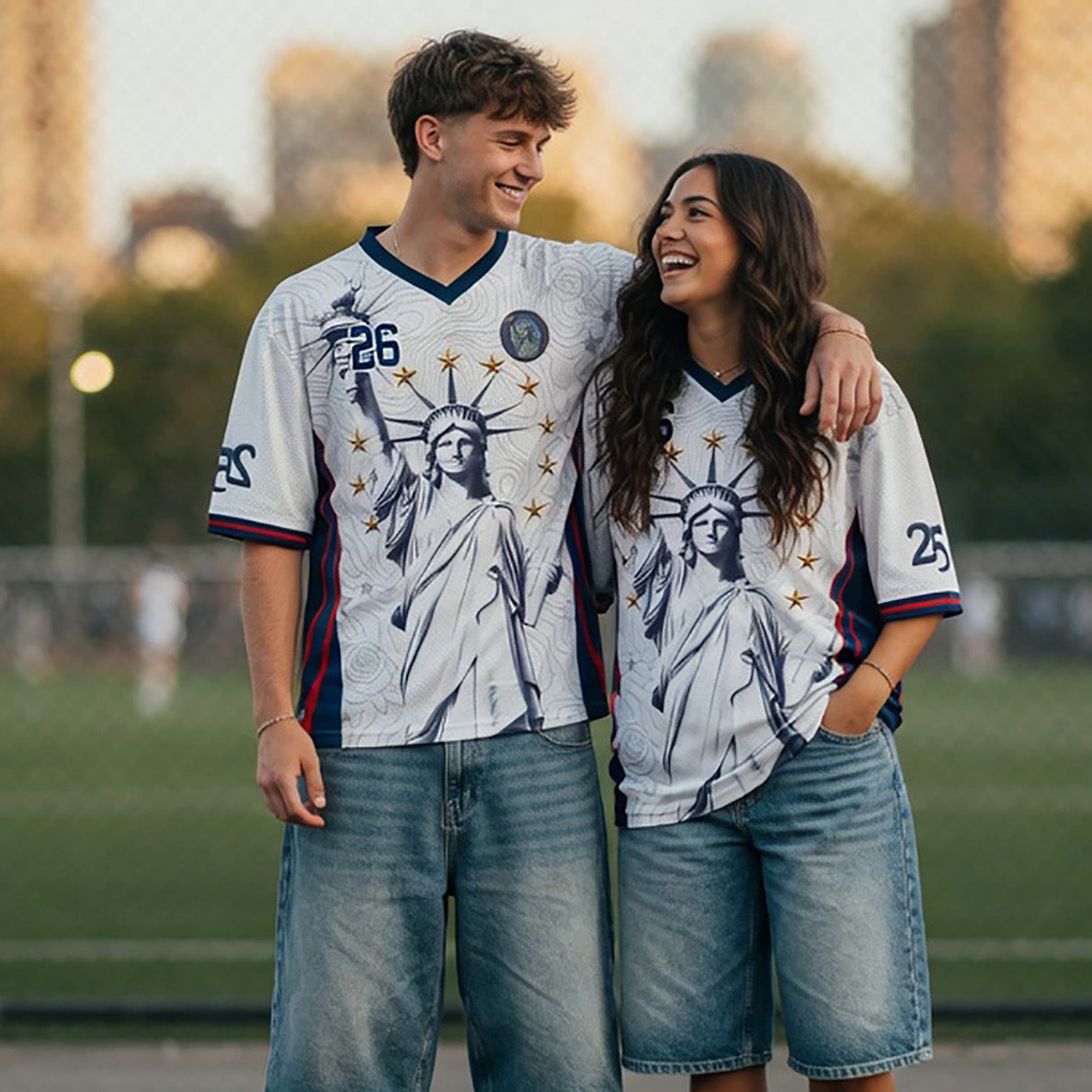American Statue of Liberty Baseball Jersey Graphic Tee By Dripvity