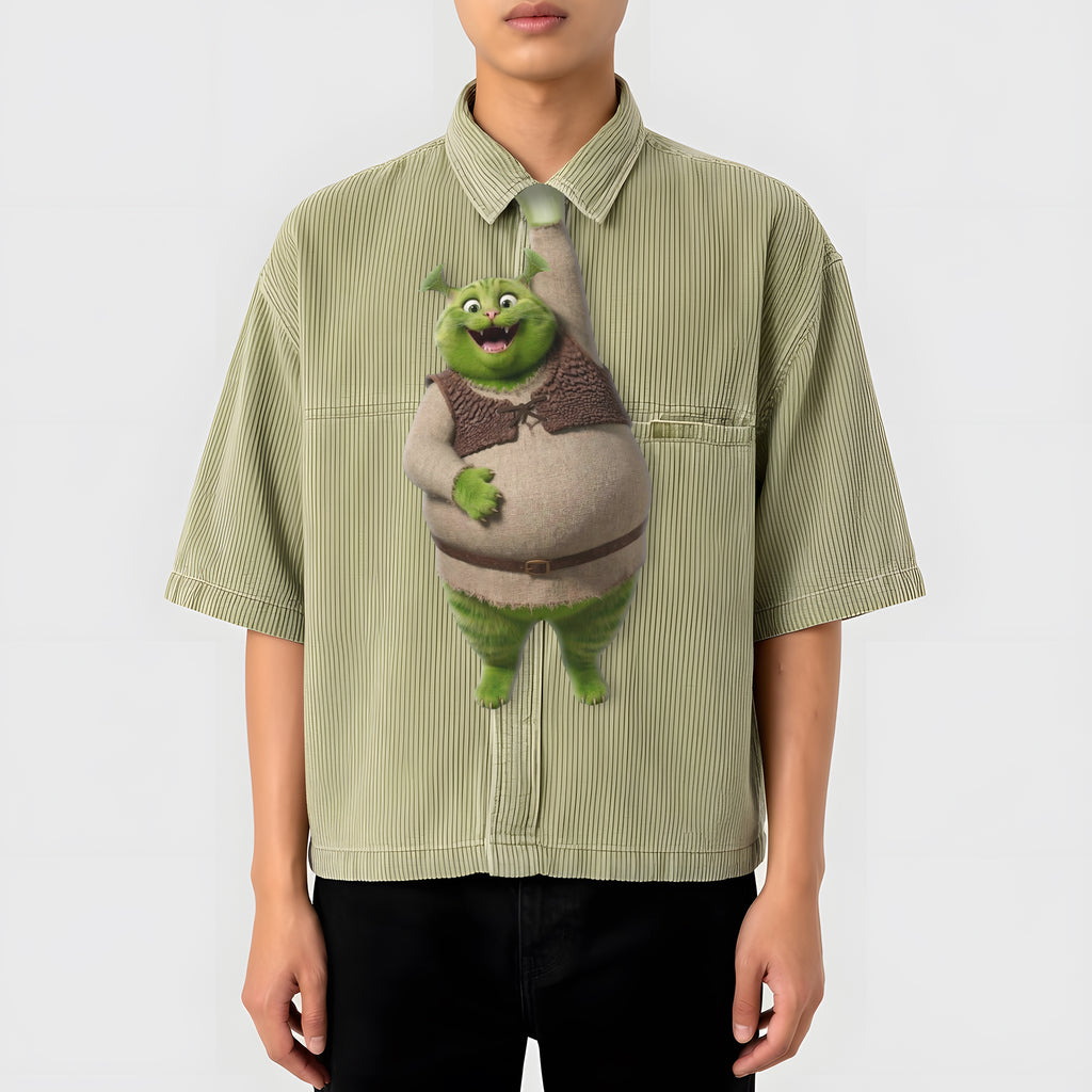 The Greencat Tie for Dad, Funny Swamp Monster Cat Photo Necktie, Unique Mythical Cat Accessory