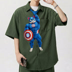 Dripvity Captain Cat-merica Muscle Cat Tie, Hilarious Superhero Meme Necktie for Men