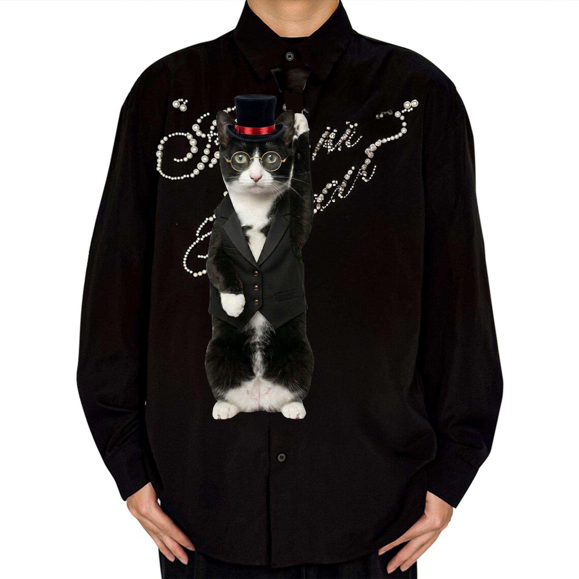 Dripvity Magician Cat Tie, Magic Show Cat Tie, Unique Illusionist Cat Necktie
