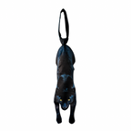 Novelty necktie featuring a realistic hanging black panther design, a sleek and unique fashion accessory.