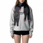 Unique novelty scarf featuring a realistic black rabbit design, a creative and playful fashion accessory.