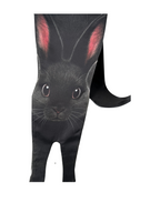Unique novelty scarf featuring a realistic black rabbit design, a creative and playful fashion accessory.
