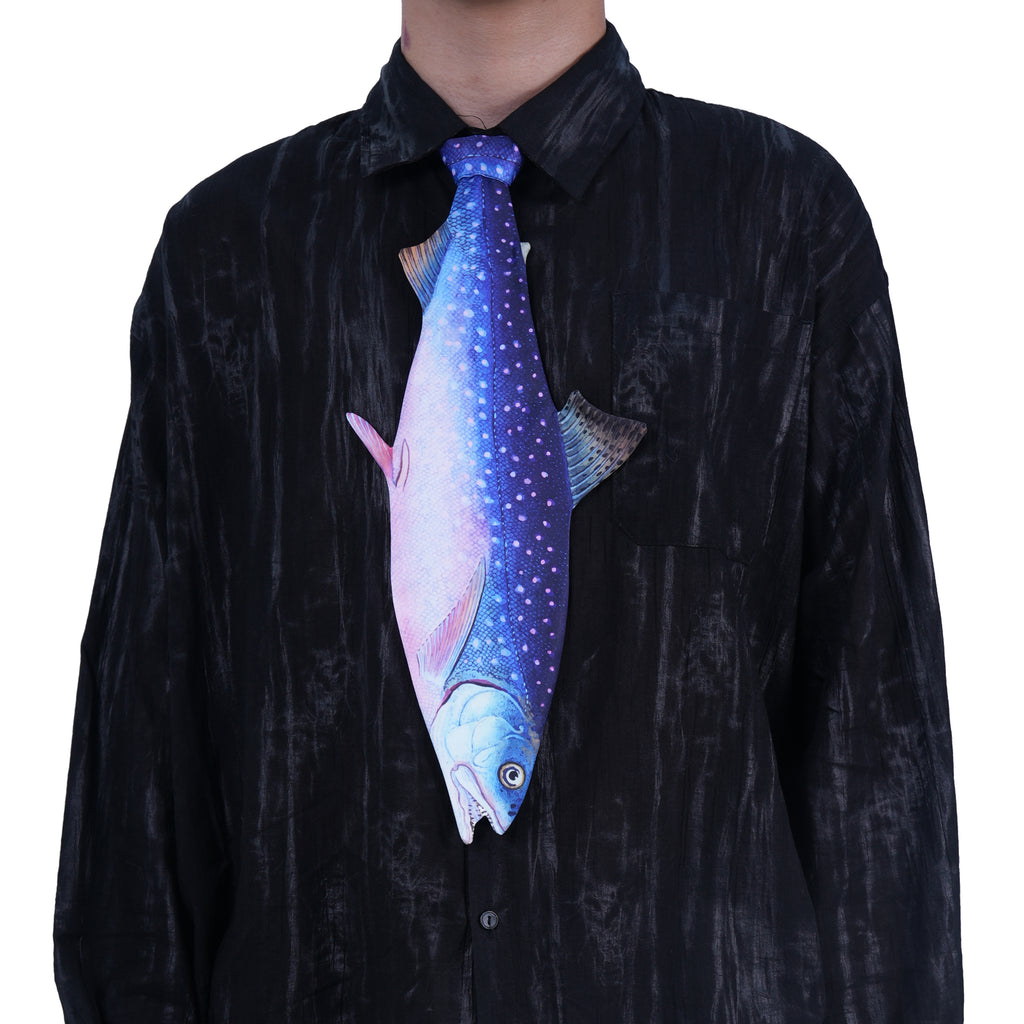 Blue Salmon fish Shaped Tie, Vintage Holiday Gift, Tie Accessories. – Dripvity