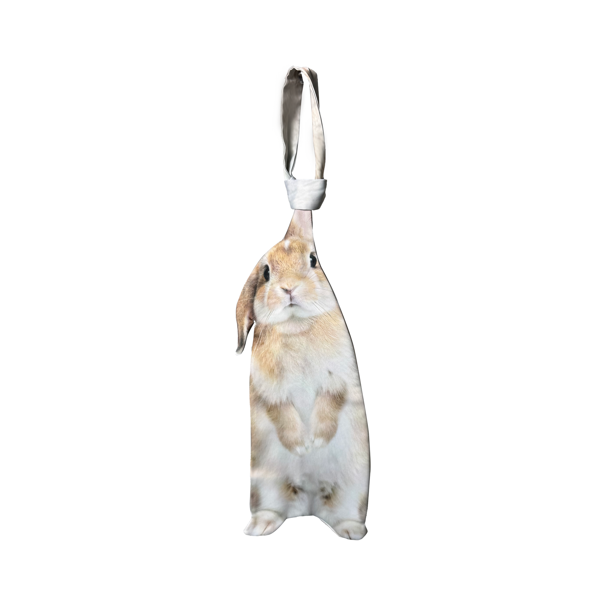 Novelty necktie featuring a realistic standing bunny rabbit design, a fun and unique fashion accessory.