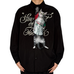 Novelty necktie featuring a realistic hanging grey cat wearing a Mexico baseball jersey, a unique and playful fashion accessory for sports and pet lovers.