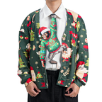 Novelty Christmas tie featuring a chimpanzee wearing a festive Santa hat and holiday sweater, Taffeta silk.