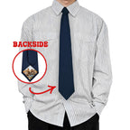 A set of one red and one black necktie, each featuring a custom-printed family photograph at the bottom tip, presented as a personalized gift option.
