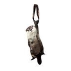 Novelty necktie featuring a realistic hanging river otter design, a fun and unique fashion accessory.