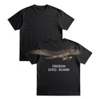 Eagle Soaring Outta 26 graduation graphic tee by Dripvity, unisex oversized white t-shirt with flying bald eagle in graduation cap and diploma
