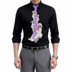 Custom novelty purple necktie featuring a collage of a woman and children wearing Easter bunny costumes, decorated with colorful Easter eggs