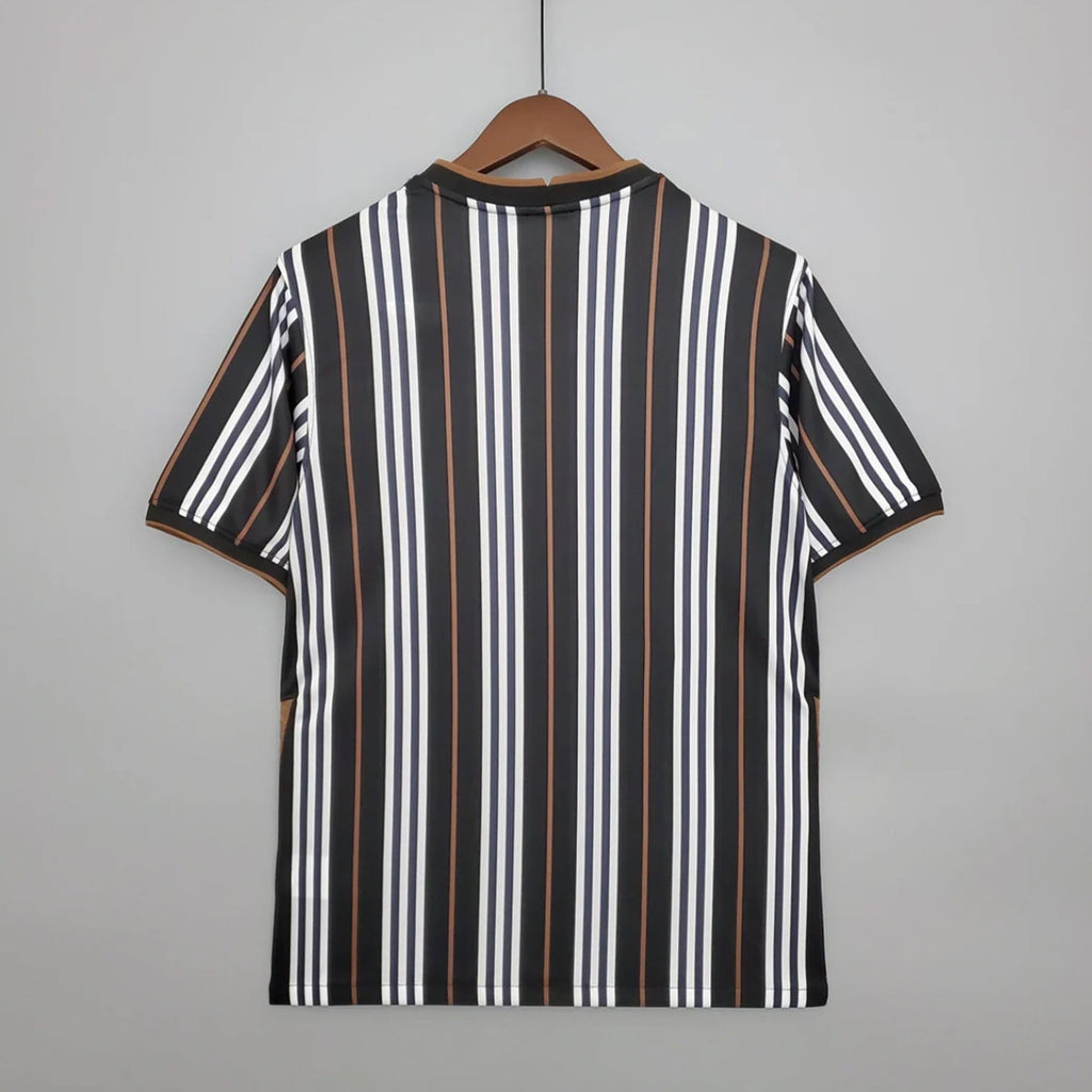 England Three Lions striped football jersey graphic tee by Dripvity, unisex oversized black and white streetwear t-shirt with iconic England crest