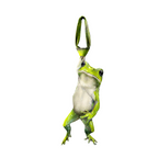 Novelty necktie featuring a realistic green frog design hanging down, a fun and unique fashion accessory.